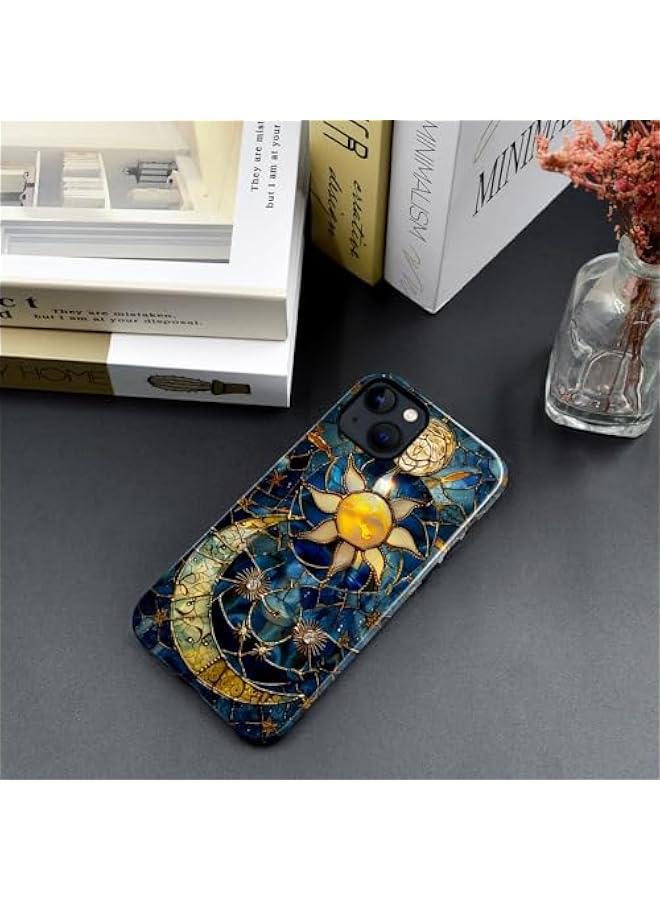 Arabest Case Compatible with iPhone 14 - Glossy Hybrid Durable Shockproof Phone Cover,Cases for Woman Girl - Moon Stars Celestial Glass - Image 4