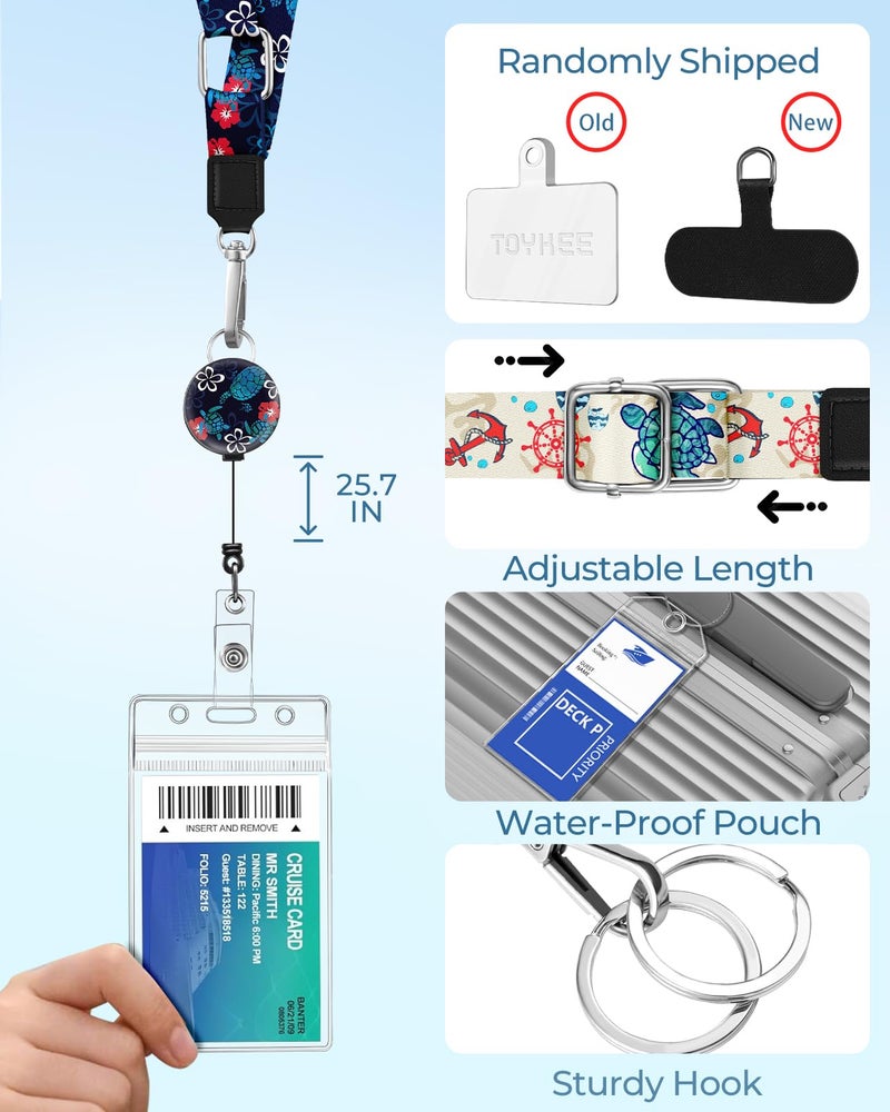 Toykee 2-in-1 Cruise Lanyard Phone Holder, Crossbody Around Neck Ship Cards Cellphone Lanyards with Retractable Reel Waterproof Key Card Holder Luggage Tags for Carnival Royal Caribbean 2 Pack,Sea Turtle - Image 3