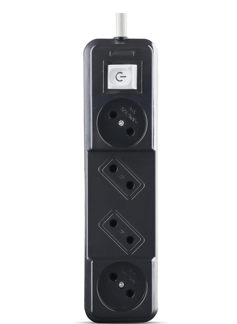 جي باور G-POWER GP238BK سلك كهربائي عالي الجودة بمقابس مزدوجة و4 منافذ طول السلك 6 متر - أسود - Image 1