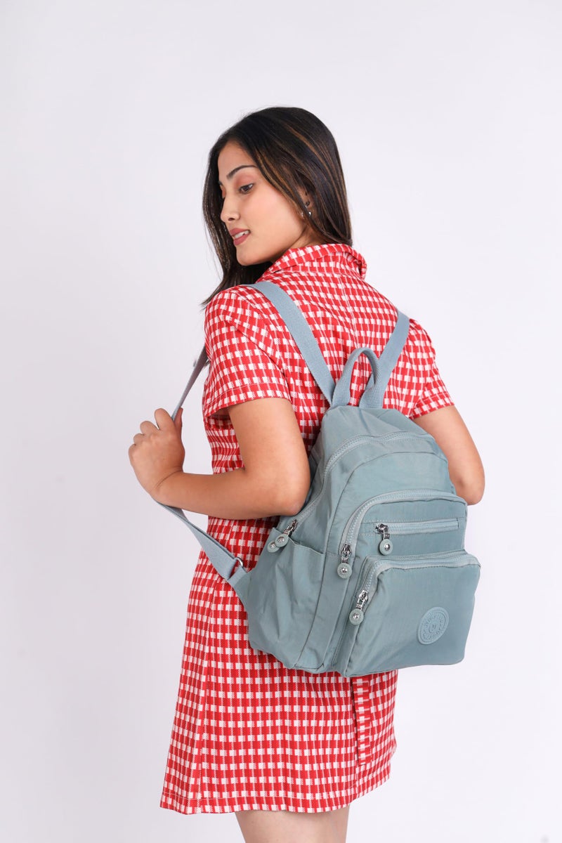 TS WITH TECHSUN Stylish Lightweight Water Resistant Backpack for Women Girls | Anti-Theft Adjustable Shoulder Strap Bag | Multipocket Daypack for Travel, Shopping, Office, Outdoor, Work (Pastel Blue) - Image 4