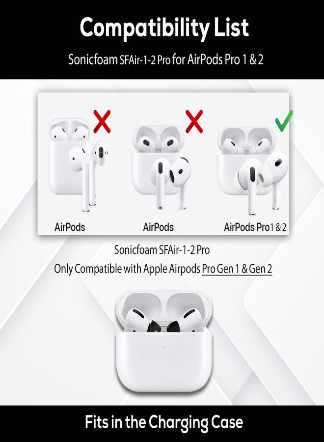 SONICFOAM (SFAir-1-2 Pro Small/Medium/Large Black) Memory Foam Earbud Tips - Compatible with AirPods Pro 1st & 2nd Gen - (6 Pack / 3 Pairs) - Image 5