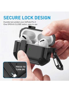 Generic Airpods Pro 2 Case Cover 2022, Airpods Pro 2 Protective Case with Lock, Military Hard Shell Rugged Shockproof Cover with Keychain Compatible with Apple Airpods Pro 2 2022 (Black)  - Image 3