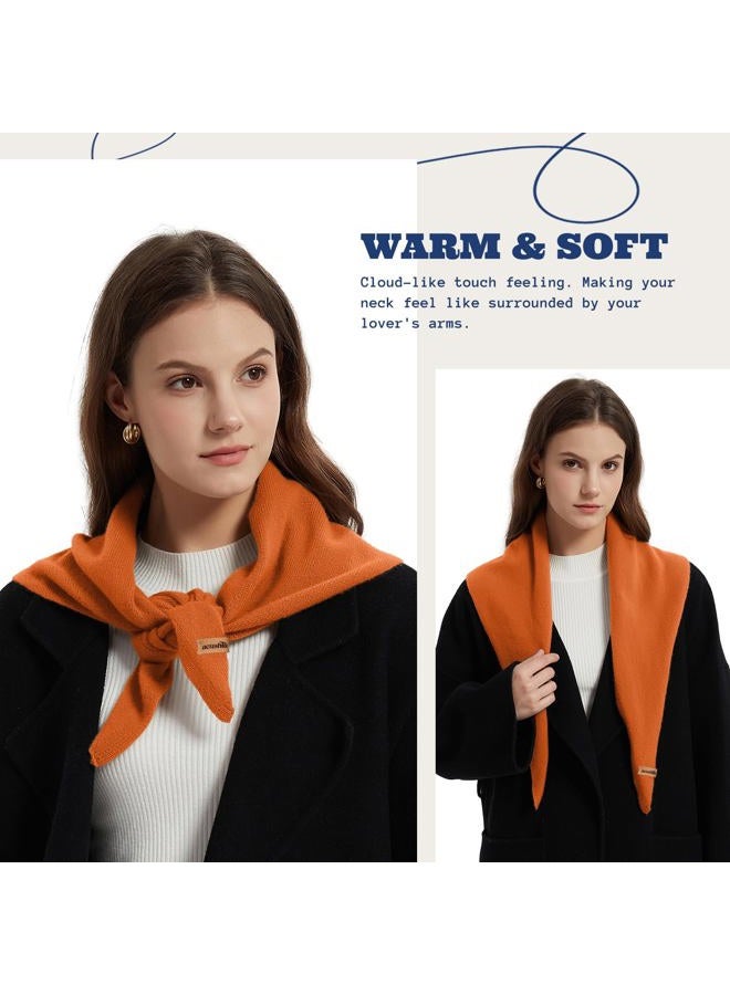 ACUSHLA Wool Triangle Scarf Knitted Triangle with Rice Grain Knitted Pattern in Solid Colors, Light Cloth Soft Many Color Combinations Light Scarf, Orange, 110cmX38cm - Image 2