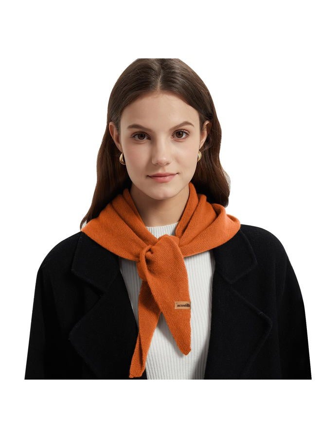 ACUSHLA Wool Triangle Scarf Knitted Triangle with Rice Grain Knitted Pattern in Solid Colors, Light Cloth Soft Many Color Combinations Light Scarf, Orange, 110cmX38cm - Image 1