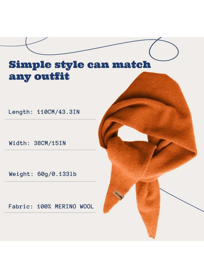 ACUSHLA Wool Triangle Scarf Knitted Triangle with Rice Grain Knitted Pattern in Solid Colors, Light Cloth Soft Many Color Combinations Light Scarf, Orange, 110cmX38cm - Image 4