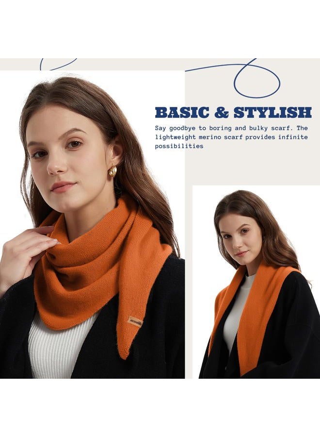 ACUSHLA Wool Triangle Scarf Knitted Triangle with Rice Grain Knitted Pattern in Solid Colors, Light Cloth Soft Many Color Combinations Light Scarf, Orange, 110cmX38cm - Image 3
