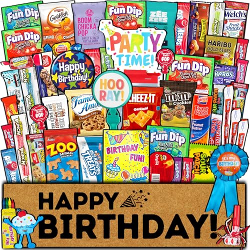 CRAVEBOX Birthday Care Package 50 Count Snacks Food Cookies Bar Chips Party Variety Gift Box Pack Assortment Basket Bundle Mix Treat College Students Kids Teens - Image 1