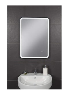 NAFEH Smart LED Vanity mirror with Black Frame  Mirror Wall-mounted Entrance Decorative Light Mirror Aluminum Alloy Frame Dimmable Lighted with 3 Temperature Colours Memory Function Hardwired Black 80*60  - Image 1