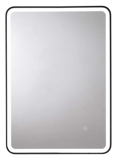NAFEH Smart LED Vanity mirror with Black Frame  Mirror Wall-mounted Entrance Decorative Light Mirror Aluminum Alloy Frame Dimmable Lighted with 3 Temperature Colours Memory Function Hardwired Black 80*60  - Image 2