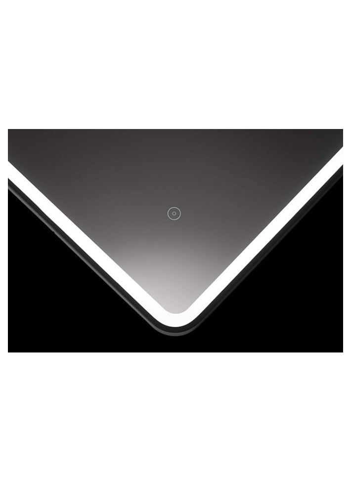NAFEH - Smart LED Vanity mirror with Black Frame  Mirror Wall-mounted Entrance Decorative Light Mirror Aluminum Alloy Frame Dimmable Lighted with 3 Temperature Colours Memory Function Hardwired Black 80*60 - Image 1
