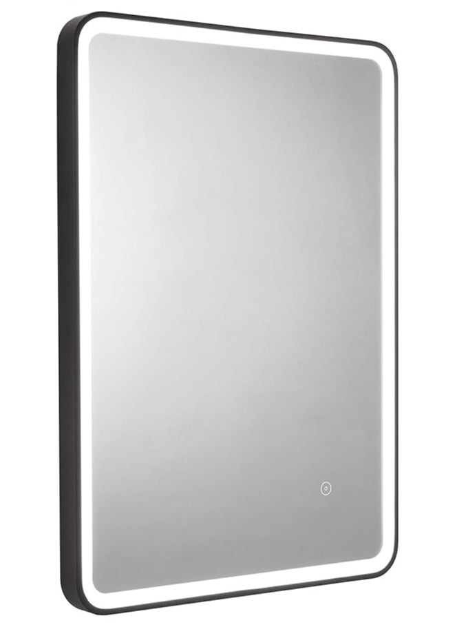 NAFEH - Smart LED Vanity mirror with Black Frame  Mirror Wall-mounted Entrance Decorative Light Mirror Aluminum Alloy Frame Dimmable Lighted with 3 Temperature Colours Memory Function Hardwired Black 80*60 - Image 1