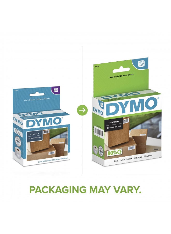 DYMO Authentic LW Multi-Purpose Labels, DYMO Labels for LabelWriter Printers, Great for Barcodes, 1" x 2-1/8", 1 Roll of 500