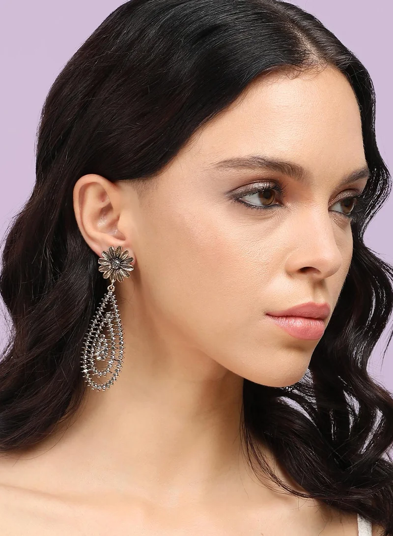 SOHI Daisy Cluster Teardrop Artificial Drop Earring Jewellery