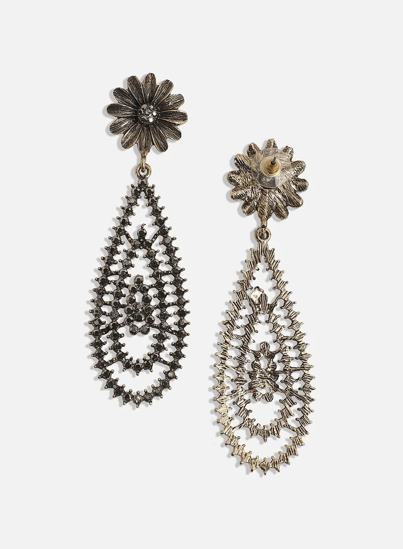 SOHI Daisy Cluster Teardrop Artificial Drop Earring Jewellery