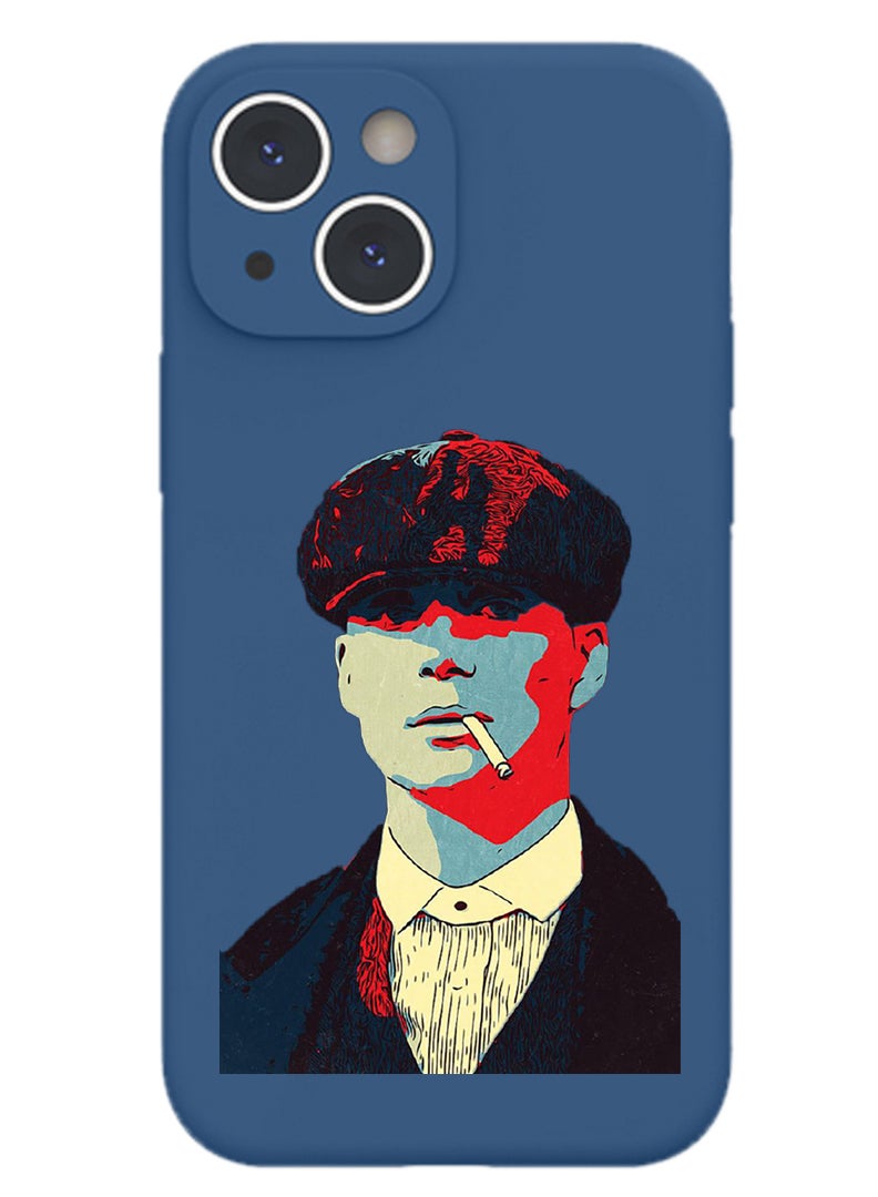 Theodor Protective Slim Fit Case Liquid Silicone Cover with Full Body Protection Anti-Scratch Shockproof Case For iPhone 15 Plus Blue  - Phoeniox bird flying - Image 1