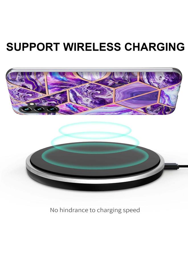 اس-توب جراب لهاتف Samsung Galaxy A14 5G مطلي بالكهرباء IMD Splicing جراب هاتف TPU رخامي مزدوج الجوانب - Image 3