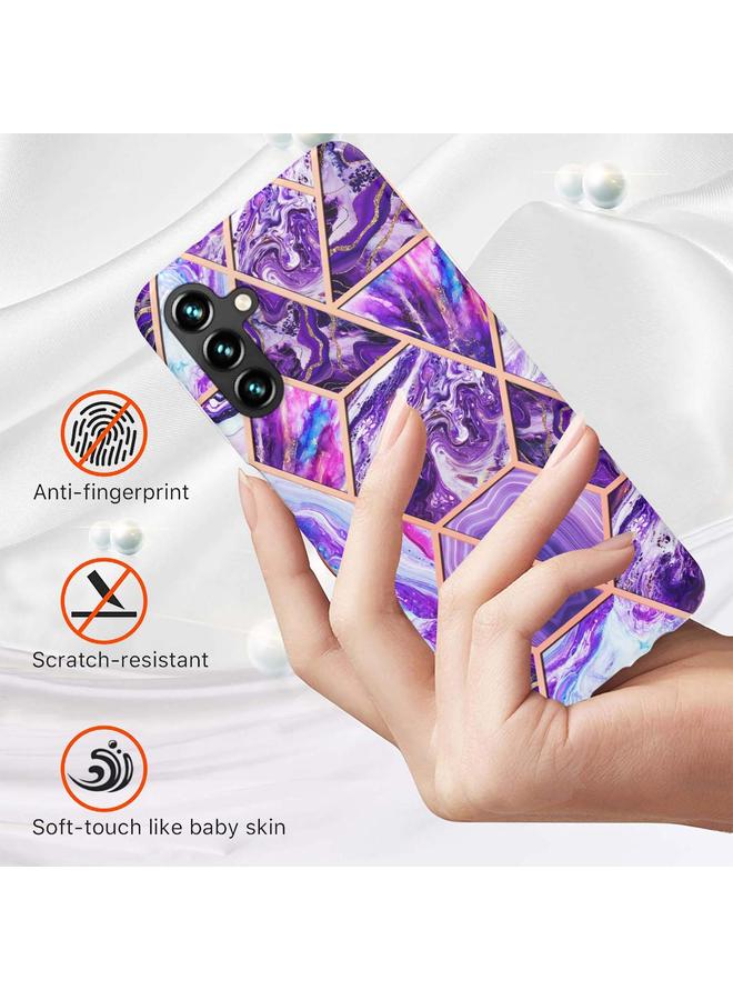 اس-توب جراب لهاتف Samsung Galaxy A14 5G مطلي بالكهرباء IMD Splicing جراب هاتف TPU رخامي مزدوج الجوانب - Image 2