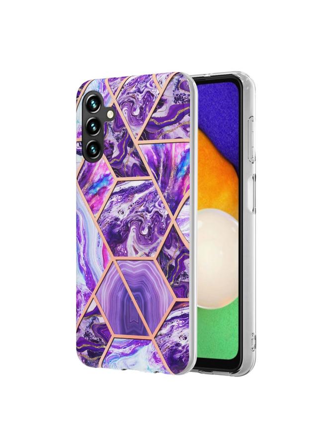اس-توب جراب لهاتف Samsung Galaxy A14 5G مطلي بالكهرباء IMD Splicing جراب هاتف TPU رخامي مزدوج الجوانب - Image 1