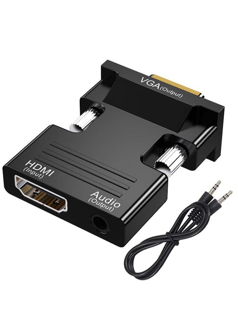 HDMI to VGA Adapter with 3.5mm Audio Cable 1080P 60Hz Female to Male Compatible for Laptop TV Monitor Projector Multicolor - Image 1