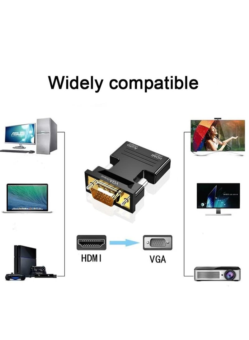HDMI to VGA Adapter with 3.5mm Audio Cable 1080P 60Hz Female to Male Compatible for Laptop TV Monitor Projector Multicolor - Image 3