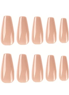 RATSAW 24pcs Long Coffin False Nails Nude Stick on Nails Gradient Press on Nails Removable Glue on Nails Full Cover Acrylic Fake Nails Women Girls Nail Art Accessories  - Image 3
