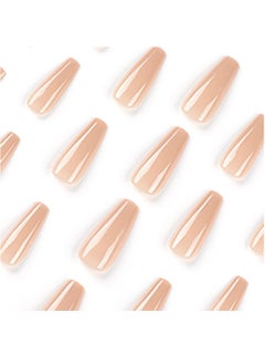 RATSAW 24pcs Long Coffin False Nails Nude Stick on Nails Gradient Press on Nails Removable Glue on Nails Full Cover Acrylic Fake Nails Women Girls Nail Art Accessories  - Image 2