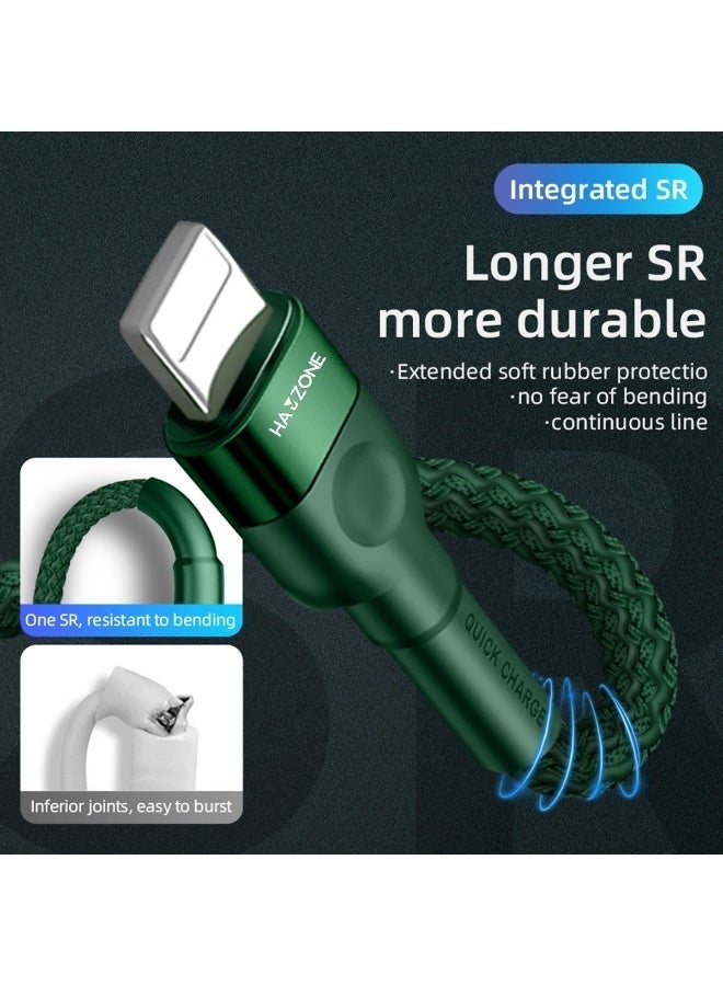 هامزون كابل شحن سريع من USB إلى Lightning 3A بطول 1 متر، سلك شاحن مضفر من النايلون لأجهزة iPhone وiPad وAirPods، يدعم مزامنة البيانات والشحن عالي السرعة - Image 4