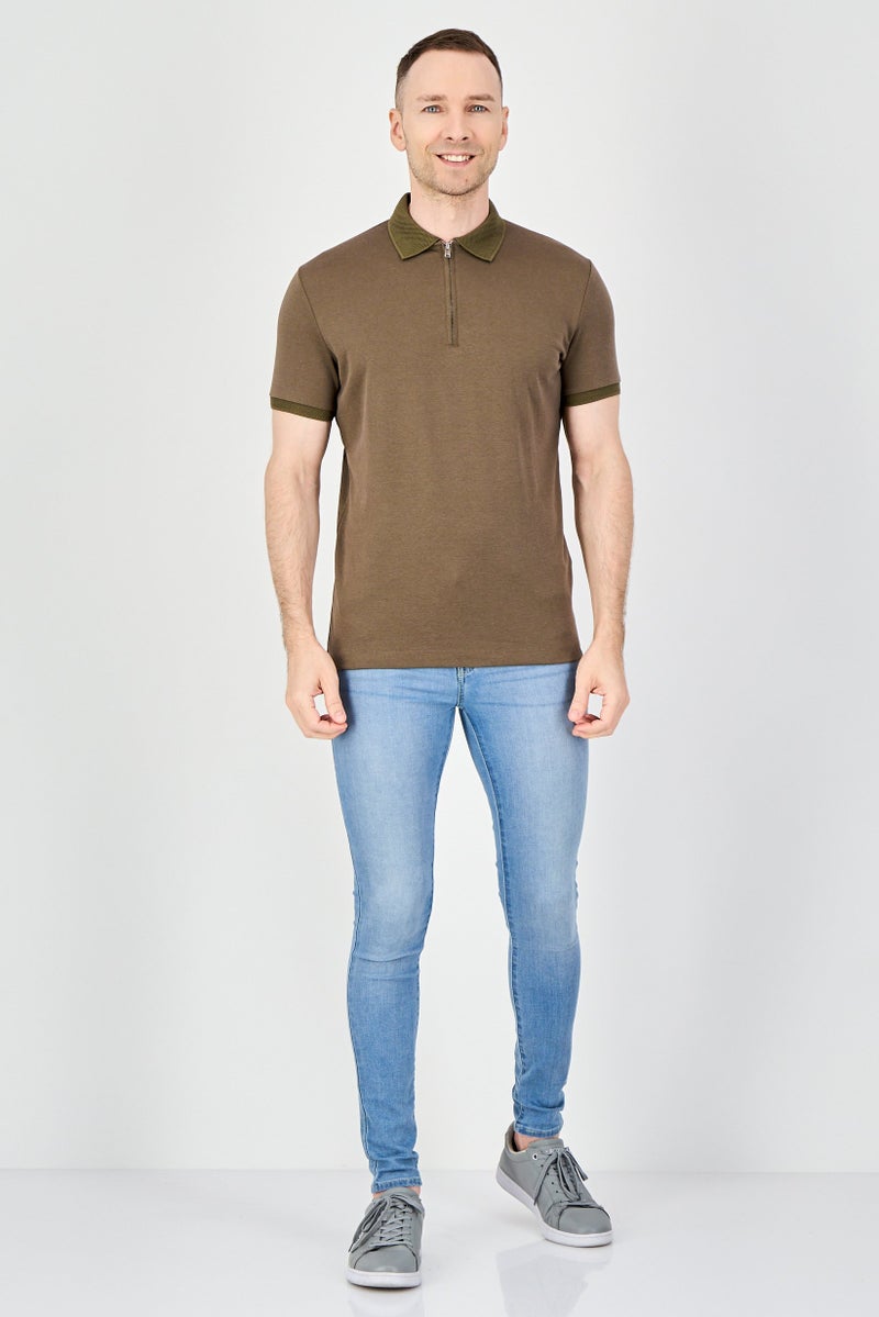 SELECTED Men Regular Fit Solid Short Sleeve Polo Shirt, Dark Olive - Image 4