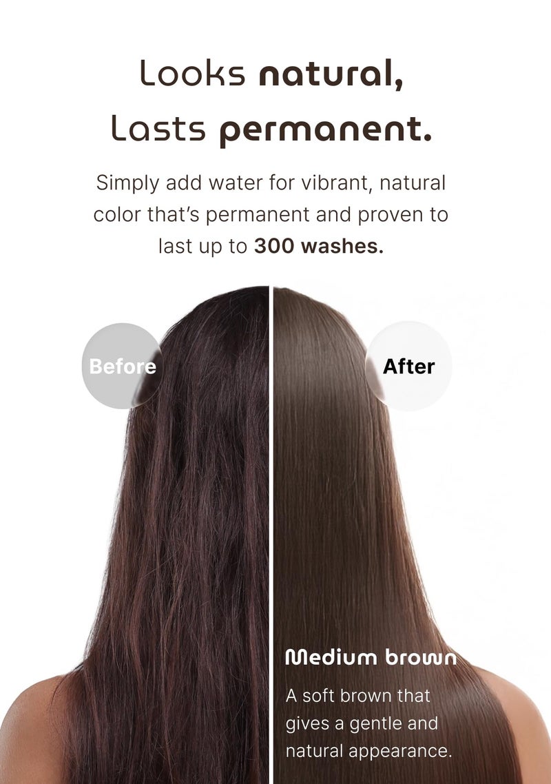 Seedbee Korean Permanent Hair Dye, Powder Hair Color Kit, Medium Brown, Gray Hair Coverage, Plant-Based Formula, Easy Application for Roots, Short & Long Hair, Vegan, Just Mix with Water (3 Powder Packets) - Image 5