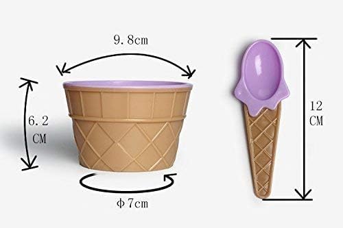 Caltero Set of 6 Pcs IceCream Waffle Spoon Bowel Cup SetIceCream Bowel with Spoon Set of 6 Assorted Colour BPA Free Plastic 62024 - Image 4