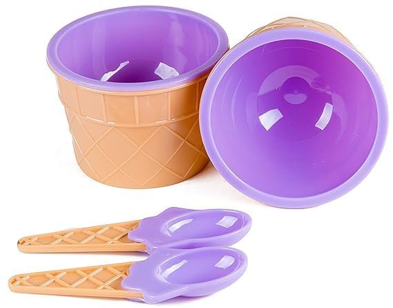 Caltero Set of 6 Pcs IceCream Waffle Spoon Bowel Cup SetIceCream Bowel with Spoon Set of 6 Assorted Colour BPA Free Plastic 62024 - Image 5