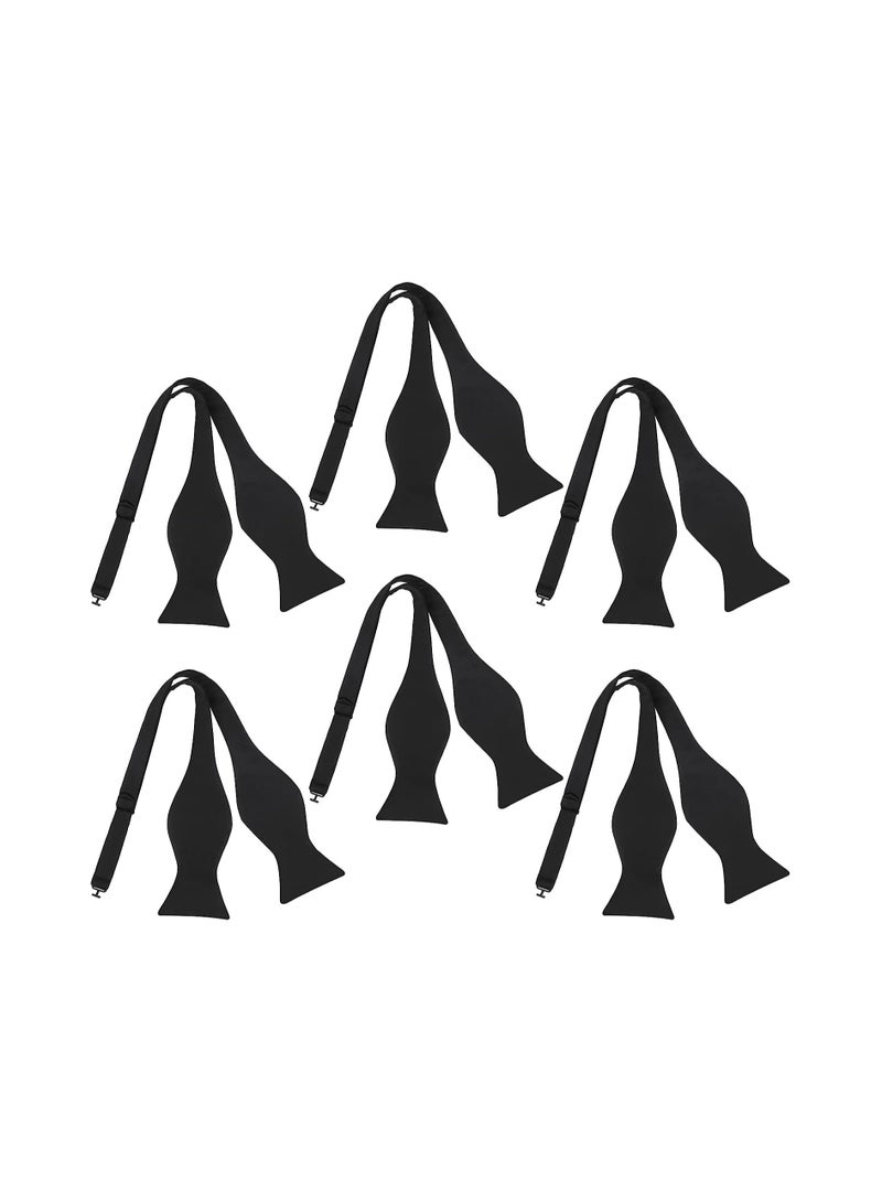 KASTWAVE Mens Self-tied Bow Ties, Solid Color Adjustable Men's Bow Ties for Tuxedo Suit Wedding, Black (6Pcs) - Image 1