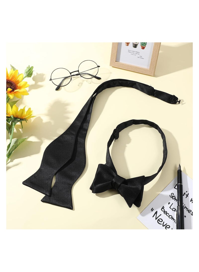 KASTWAVE Mens Self-tied Bow Ties, Solid Color Adjustable Men's Bow Ties for Tuxedo Suit Wedding, Black (6Pcs) - Image 3
