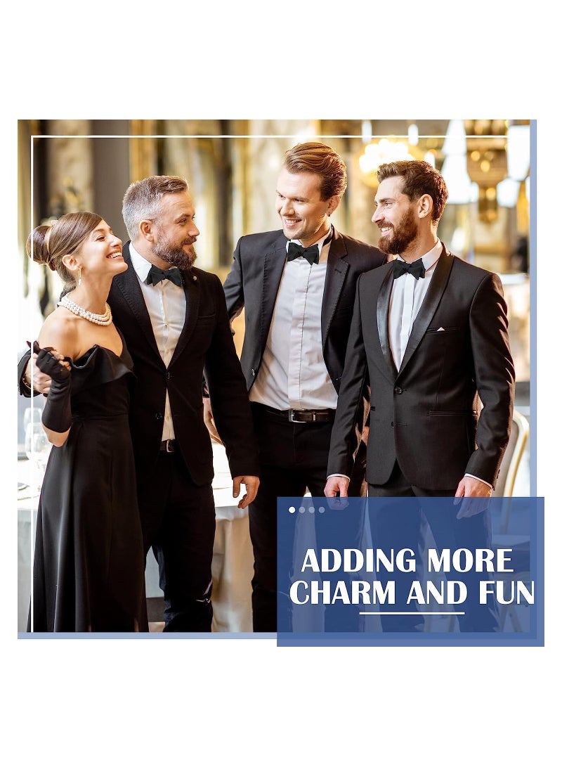 KASTWAVE Mens Self-tied Bow Ties, Solid Color Adjustable Men's Bow Ties for Tuxedo Suit Wedding, Black (6Pcs) - Image 2