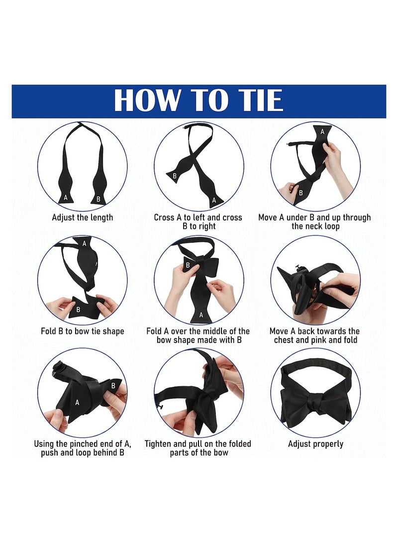 KASTWAVE Mens Self-tied Bow Ties, Solid Color Adjustable Men's Bow Ties for Tuxedo Suit Wedding, Black (6Pcs) - Image 4