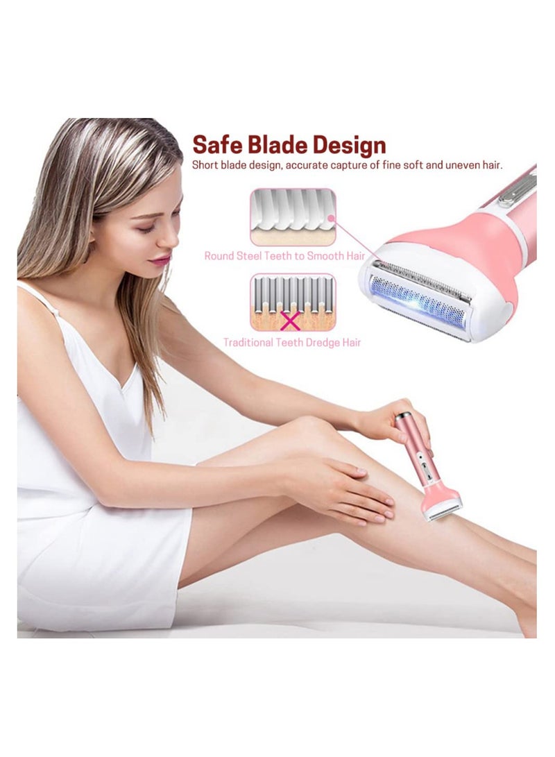 SYOSI Electric Razor for Women, Cordless Portable 4 in 1 Painless Shaver USB Rechargeable Hair Trimmer Bikini Trimmer Facial Hair Remover for Eyebrow, Nose, Face, Legs (Pink) - Image 3