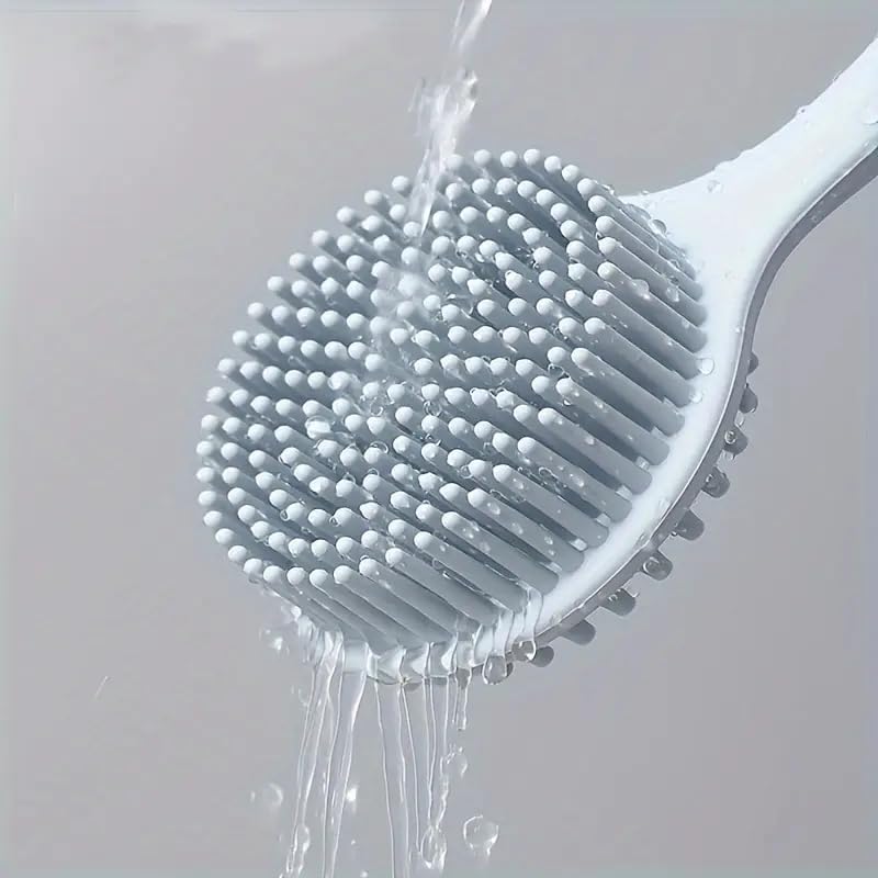 SQUICKLE Double-Sided Silicone Bath Body Brush | Ultra-Soft Bristles and Non-Slip Long Handle | Back Scrubber Exfoliating Skin Massage Brush Shower for Women & Men (Pack Of 1) (Bath Brush) - Image 3