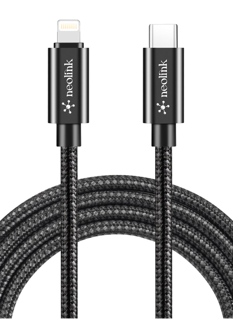 neolink Neolink 2M Heavy Duty Braided Nylon 27W 2.4A Type C to Lightning 480Mbps High-Speed Data Transfer Cable, ROHS Certified Lightning Cable Fast Charging Cords Compatible with iPhones/Airpods/Car Chargers  - Image 1