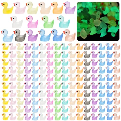 CRTWDMAN 240Pcs Luminous Mini Resin DucksTiny Duck Glow in The DarkLittle DucksSmall Ducks to HideMiniature Figures for Party Favor - Image 1