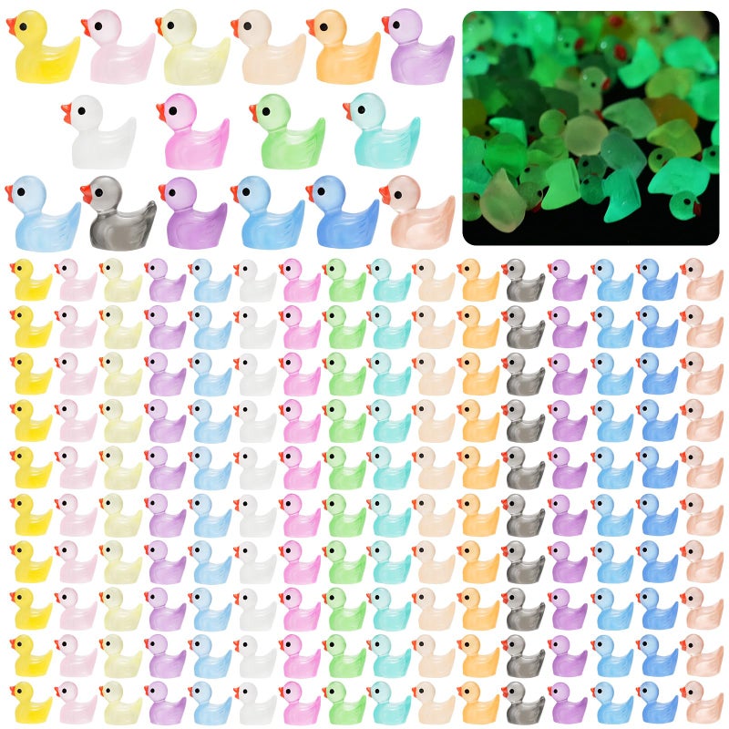 CRTWDMAN 240Pcs Luminous Mini Resin DucksTiny Duck Glow in The DarkLittle DucksSmall Ducks to HideMiniature Figures for Party Favor - Image 2
