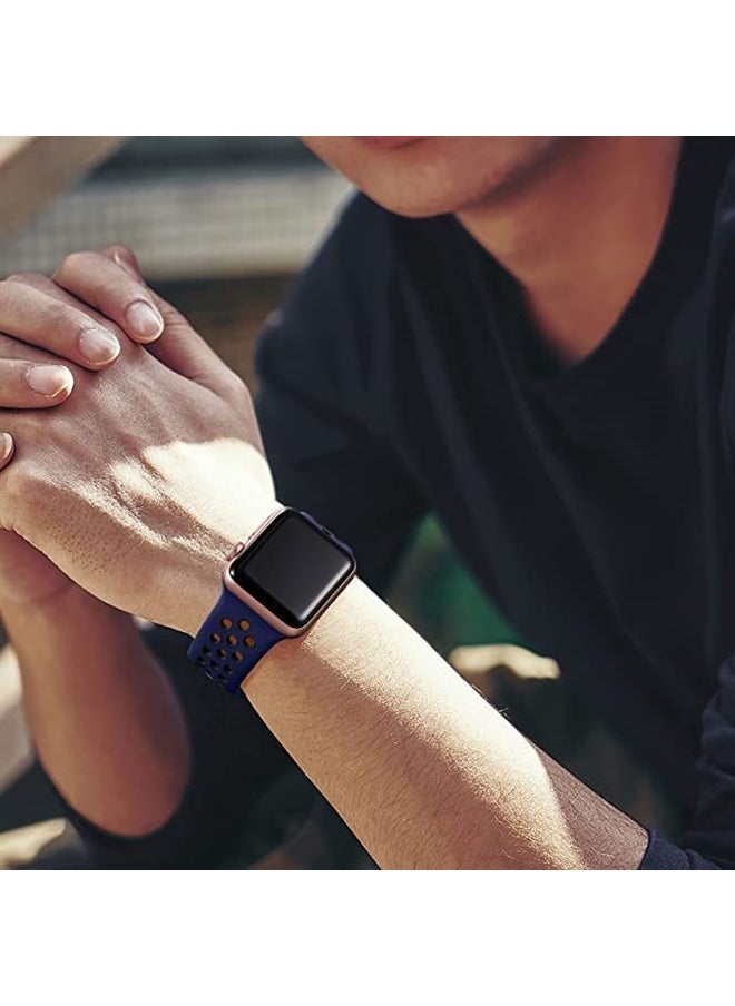 Lerobo - 3 Pack Compatible for Apple Watch Ultra Band 49mm Series 8/7 41mm 45mm Series 6/5/4/SE 44mm 40mm Series 3/2/1 42mm 38mm, Breathable Silicone Sport Bands for iWatch Bands Men Women, M/L - Image 1