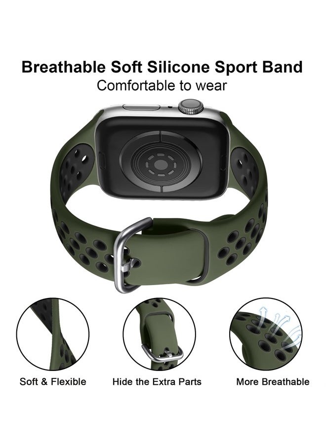 Lerobo - 3 Pack Compatible for Apple Watch Ultra Band 49mm Series 8/7 41mm 45mm Series 6/5/4/SE 44mm 40mm Series 3/2/1 42mm 38mm, Breathable Silicone Sport Bands for iWatch Bands Men Women, M/L - Image 1
