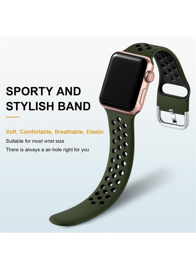 Lerobo - 3 Pack Compatible for Apple Watch Ultra Band 49mm Series 8/7 41mm 45mm Series 6/5/4/SE 44mm 40mm Series 3/2/1 42mm 38mm, Breathable Silicone Sport Bands for iWatch Bands Men Women, M/L - Image 1