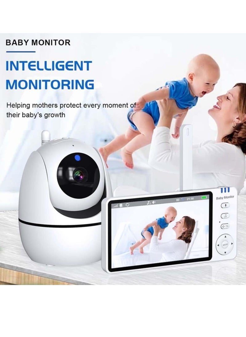 Baby Monitor - 5 Inch Sreen with Night Vision, 720P Video Baby Monitor with Camera and Audio, VOX, 2-Way Talk, 8 Lullabies and 300m Range No WiFi