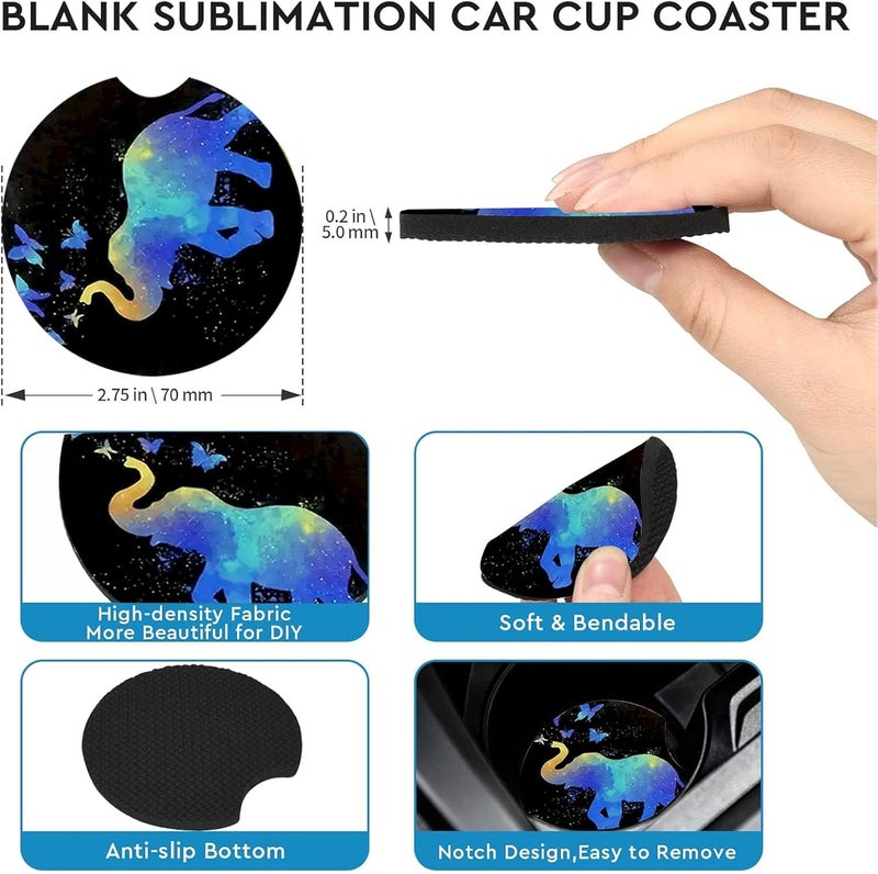 Ldntly Car Coasters for Cup Holders,2 Pack Elephant Car Coasters,2.75" Universal Size Anti Slip Rubber Mat,Automotive Cup Holder Decal Decor Accessories,Elephant Gifts for Women,Men,Mom - Image 4