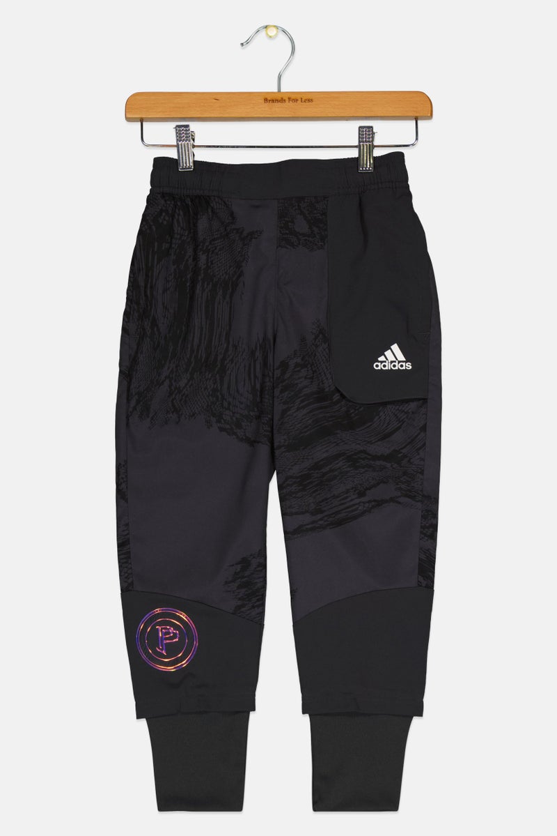 Adidas Kids Boy Drawstring Brand Logo Training Track Pants, Charcoal Grey - Image 1