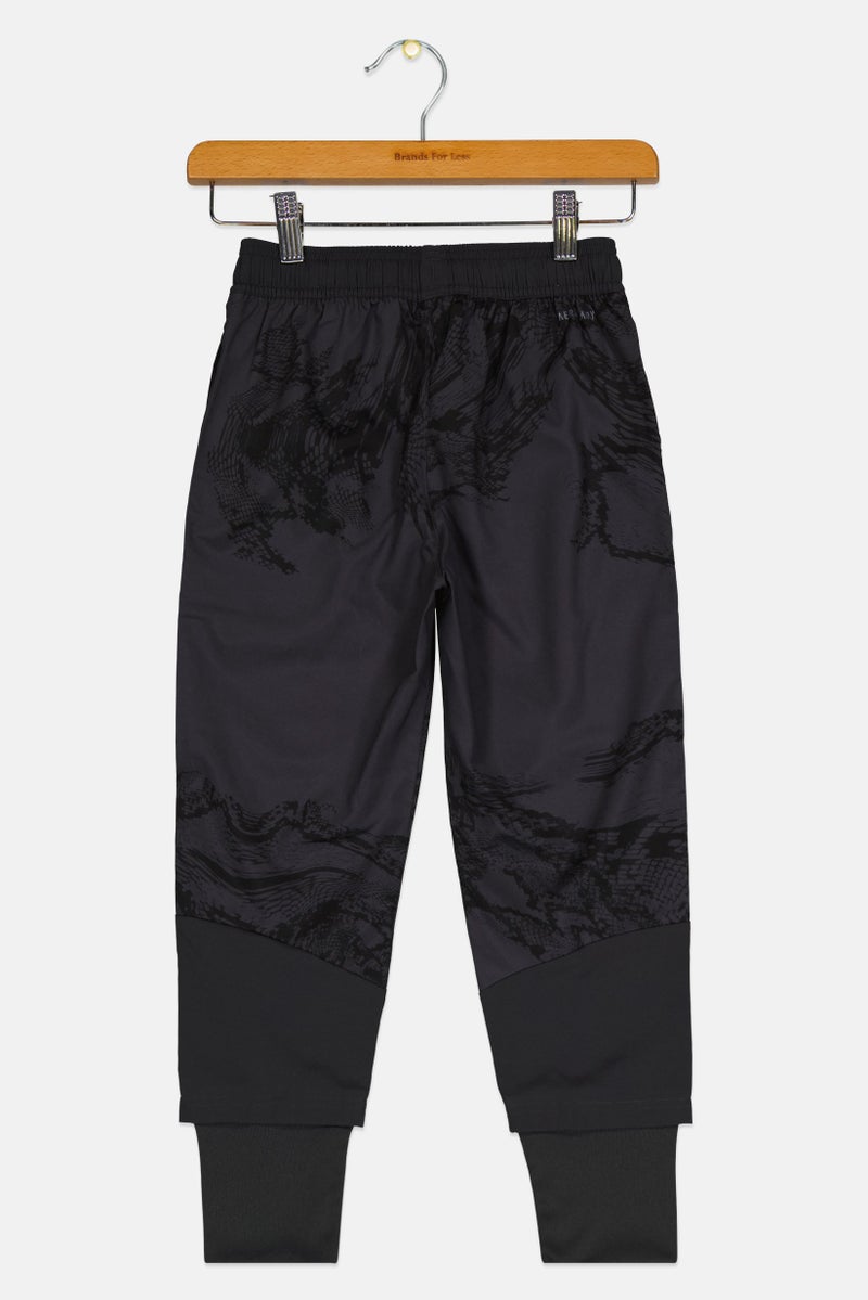 Adidas Kids Boy Drawstring Brand Logo Training Track Pants, Charcoal Grey - Image 2