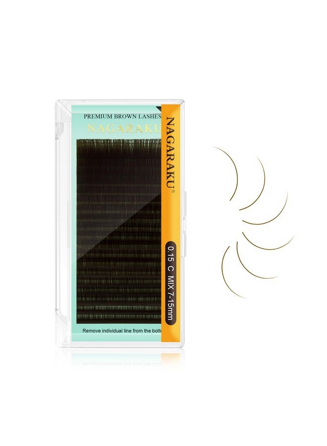 NAGARAKU Natural Brown Color Eyelash Extensions 0.15Mm C Curl 715Mm Mix Tray Individual Lashes Classic Faux Mink Volume 20 Rows Soft Eyelash Supplies - Image 2