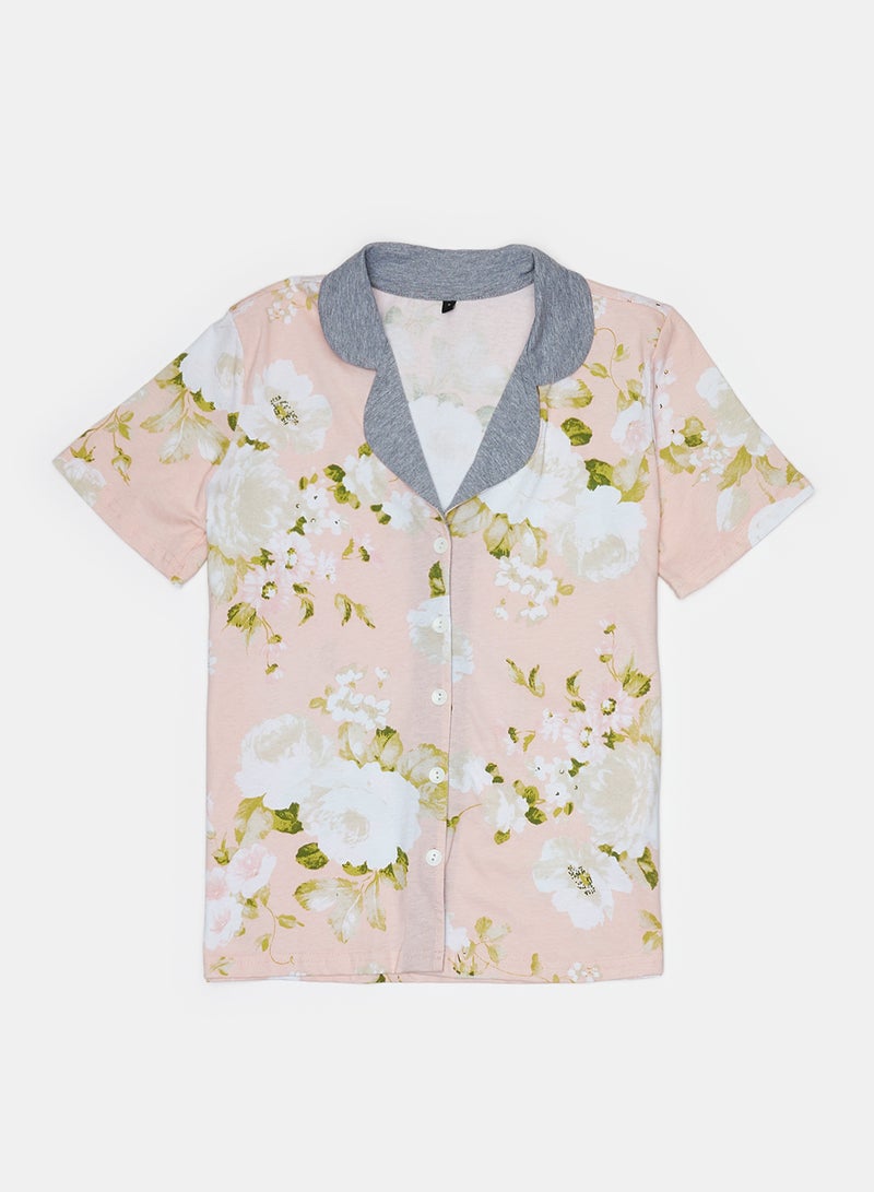 trendyol 100% Cotton Floral Detailed Knitted Pyjama Set  THMAW22PT0694 - Image 1