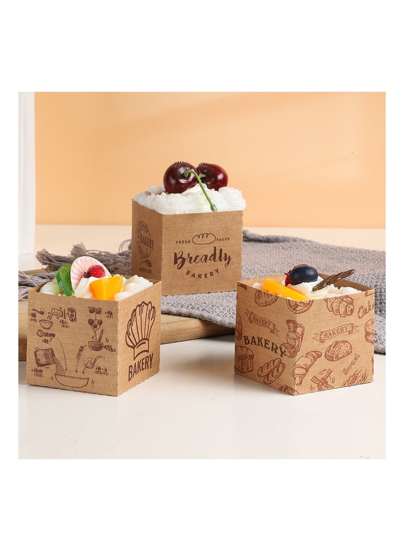 كاست ويف 60 Pcs Kraft Paper Square Cupcake Liners, Disposable Craft Baking Cups Muffin Liner, Brown Cupcake Wrappers Heavy Duty Greaseproof for Bakery, Wedding, Birthday Party Decorations - Image 2